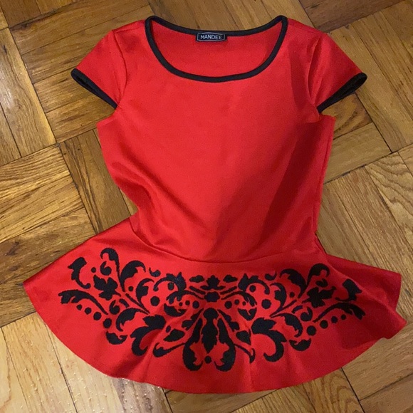 Red Peplum Top - Picture 2 of 5